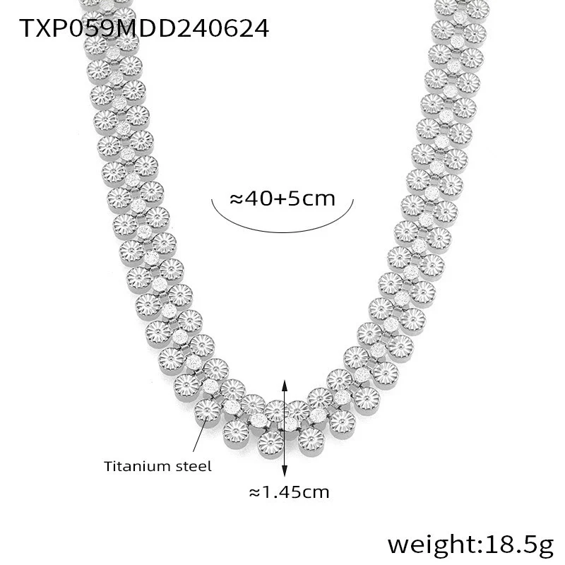 Wholesale Women's Light Luxury Flower And Sun Pattern Jewelry Set Titanium Steel Electroplated Necklace And Bracelet - Image 7