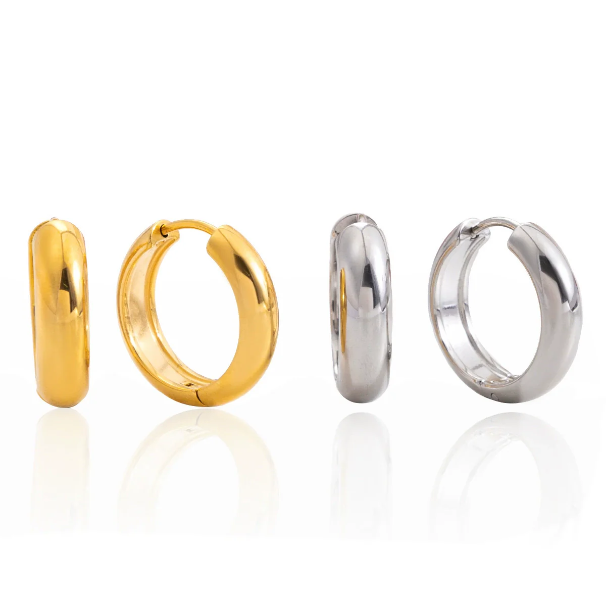 Wholesale Women's Light Luxury Geometric 18K Gold Electroplated Stainless Steel Earrings - Image 5