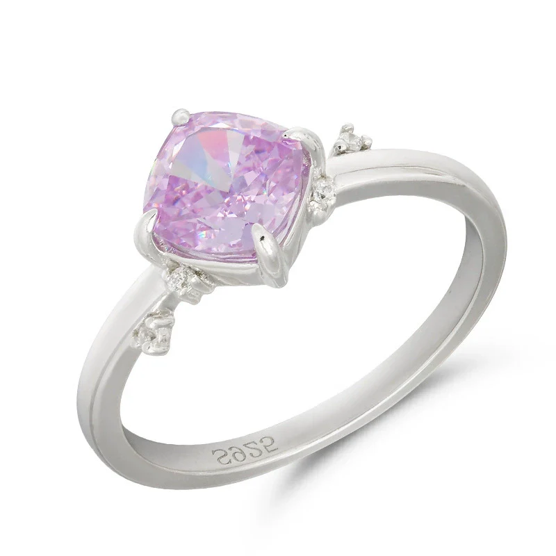 Wholesale Women's Light Luxury Geometric 925 Silver Electroplated Ring With Ice Flower Zirconium And White Zirconium