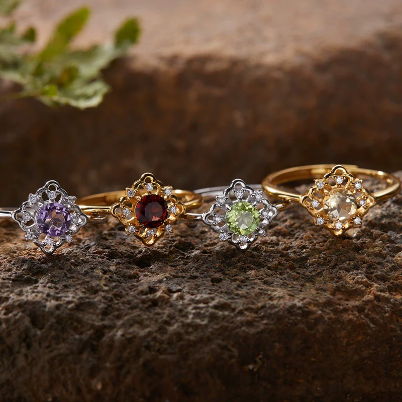 Wholesale Women's Light Luxury Geometric 925 Sterling Silver Ring Set With Gems