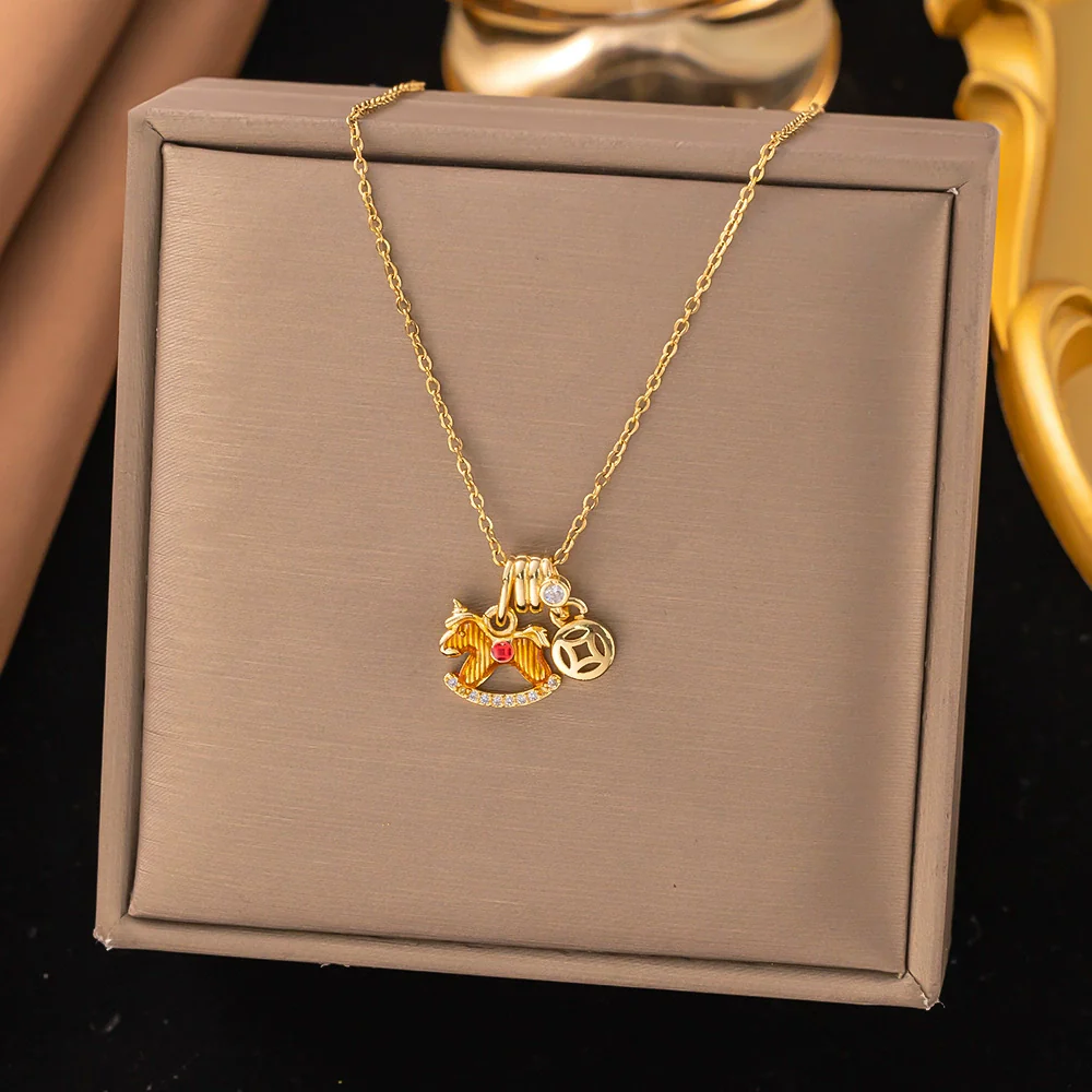 Wholesale Women's Light Luxury Geometric And Heart Shape Copper Electroplated Ochain Star Necklace Accessories - Image 15