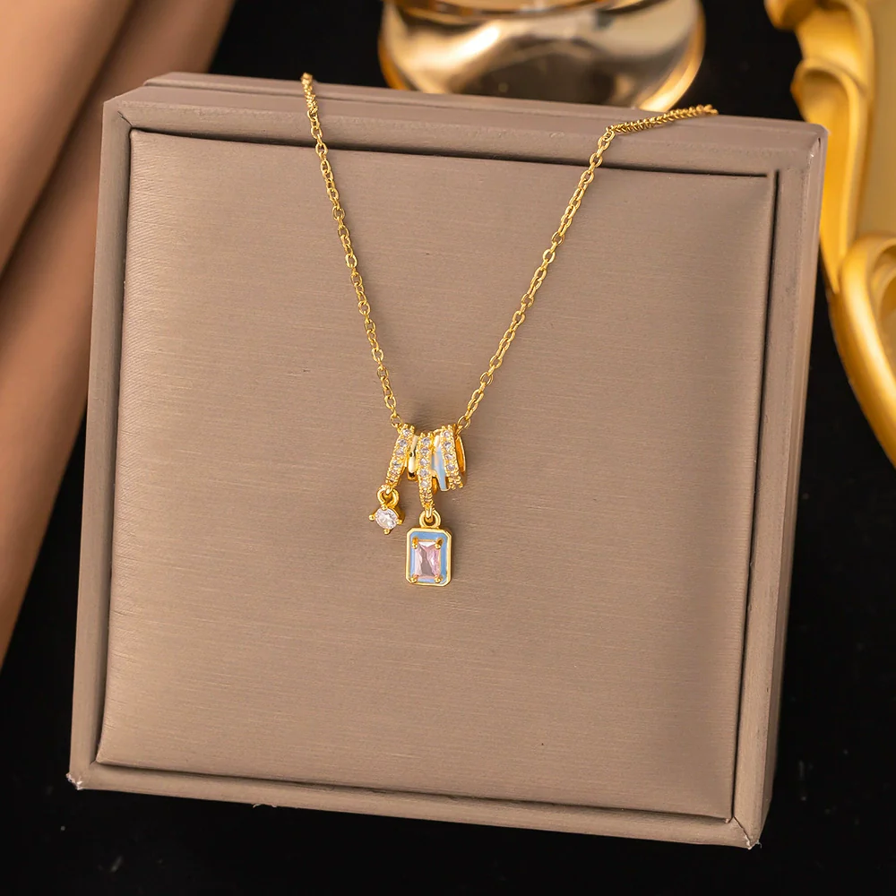 Wholesale Women's Light Luxury Geometric And Heart Shape Copper Electroplated Ochain Star Necklace Accessories - Image 2
