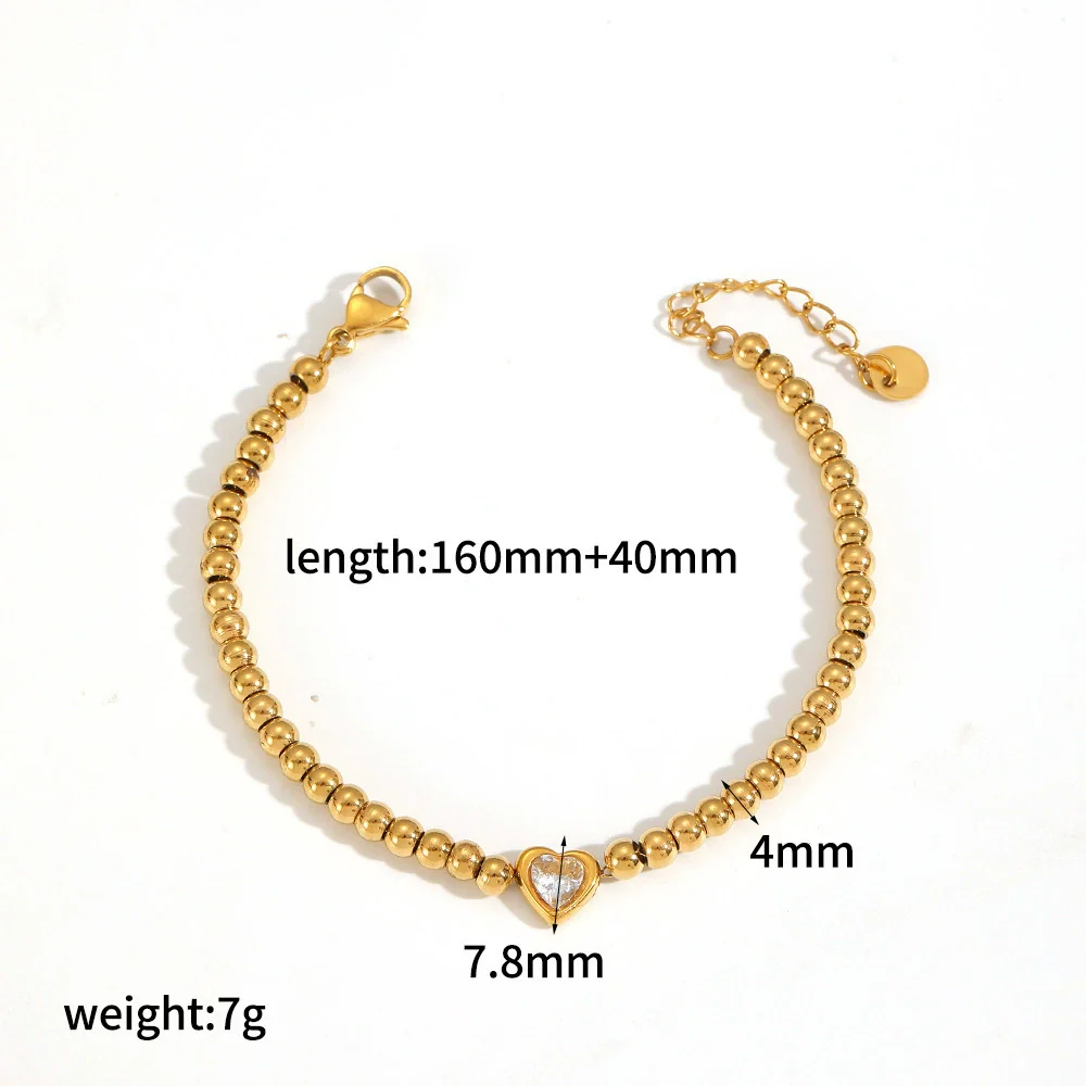 Wholesale Women's Light Luxury Geometric And Heart Shape Stainless Steel Vacuum Plated Bracelet - Image 10