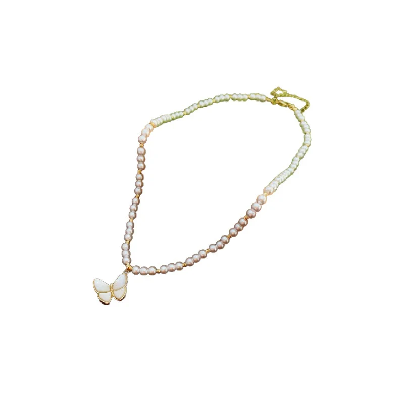 Wholesale Women's Light Luxury Geometric Animal Copper Alloy Real Gold Electroplated Fritillary Butterfly Pearl Necklace - Image 5