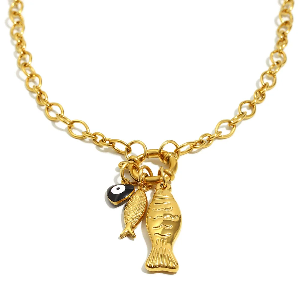 Wholesale Women's Light Luxury Geometric Animal Zodiac Stainless Steel Electroplated O Word Chain Necklace With Fish Spring Buckle - Image 5