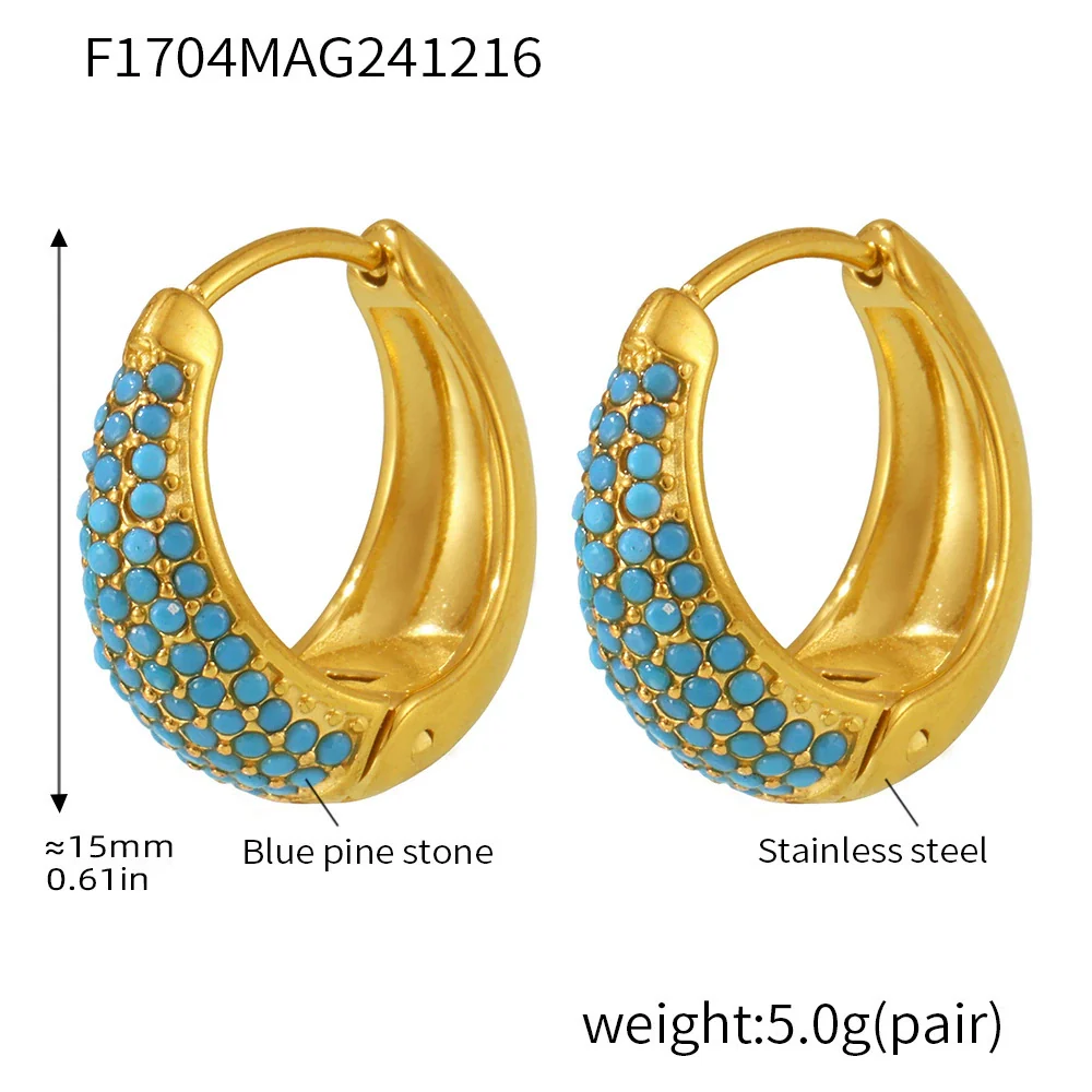 Wholesale Women's Light Luxury Geometric Circle Earrings Stainless Steel 18K Gold Plated - Image 10
