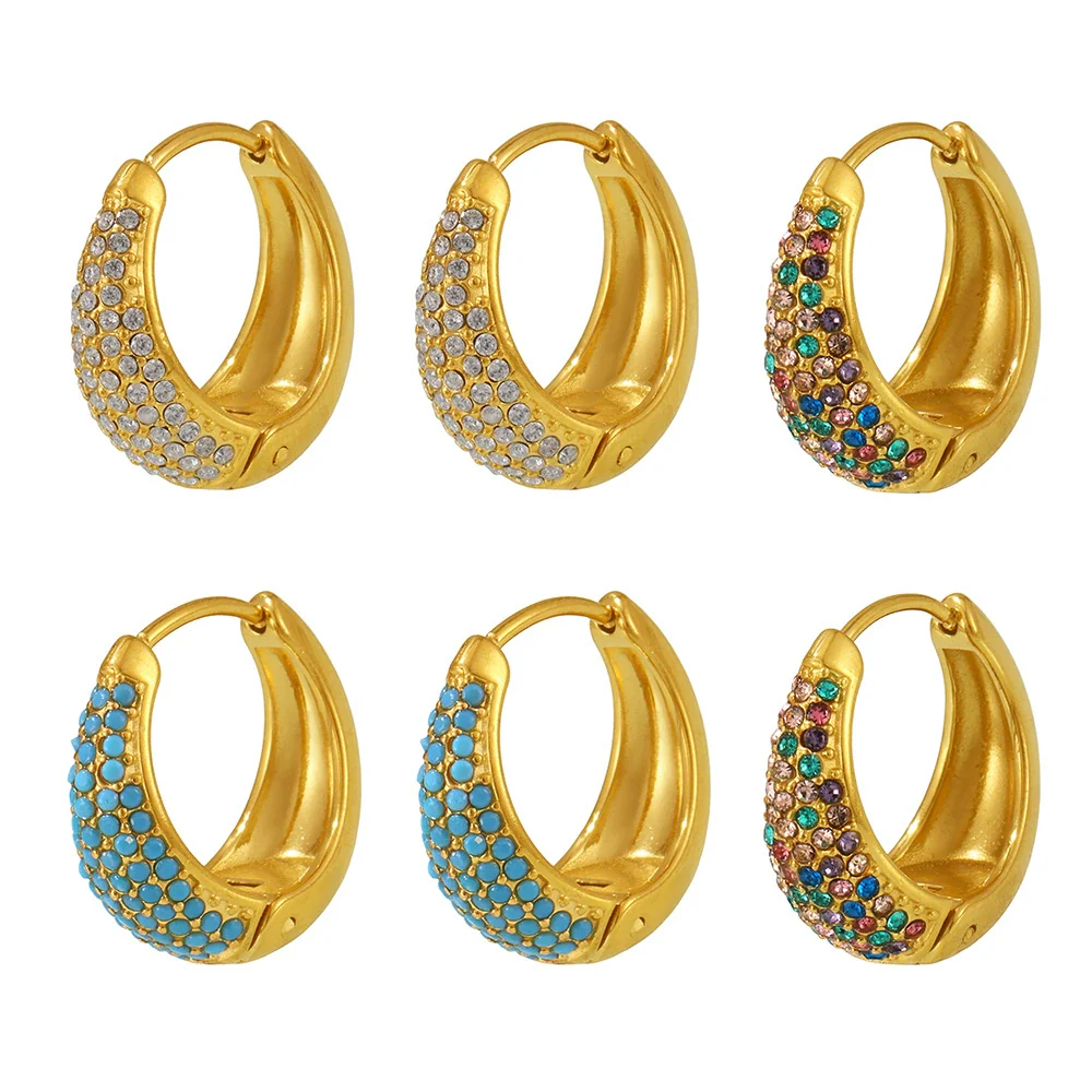 Wholesale Women's Light Luxury Geometric Circle Earrings Stainless Steel 18K Gold Plated - Image 5