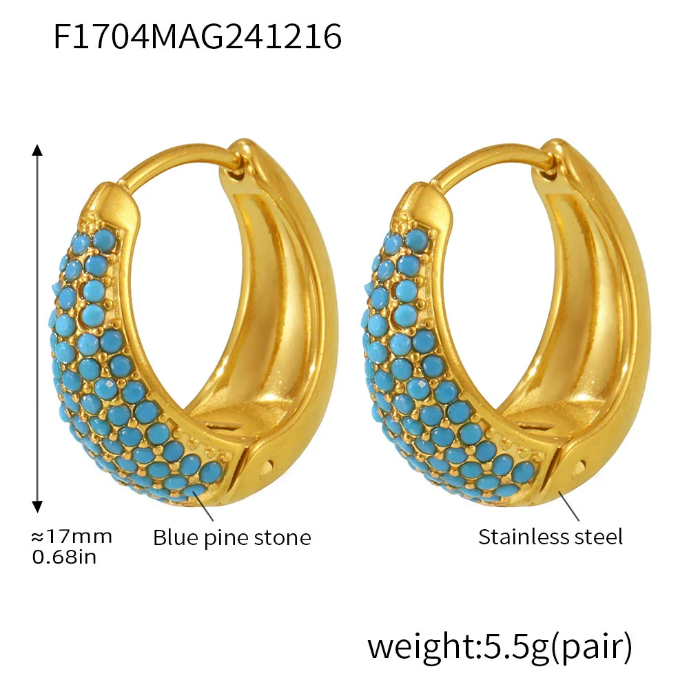 Wholesale Women's Light Luxury Geometric Circle Earrings Stainless Steel 18K Gold Plated - Image 7