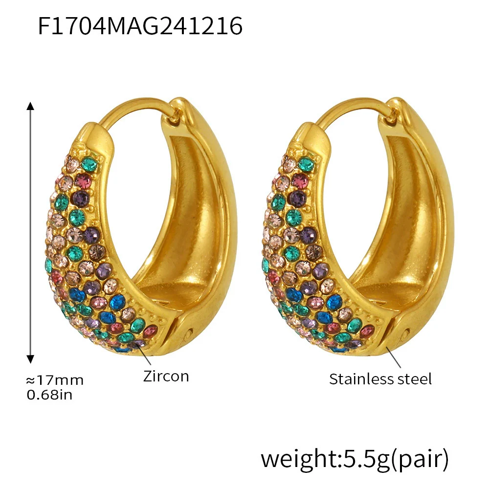 Wholesale Women's Light Luxury Geometric Circle Earrings Stainless Steel 18K Gold Plated - Image 8