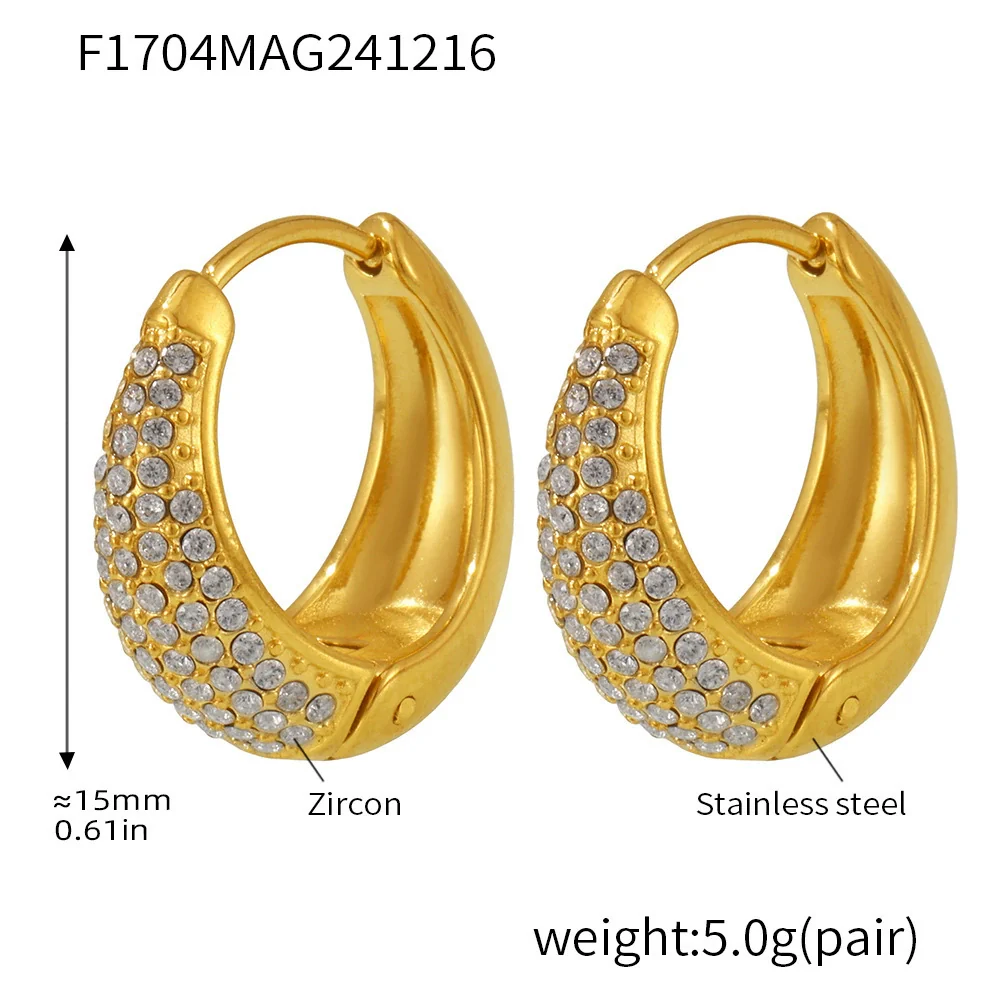 Wholesale Women's Light Luxury Geometric Circle Earrings Stainless Steel 18K Gold Plated - Image 9
