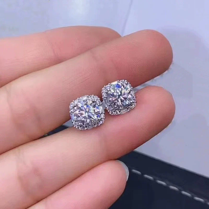 Wholesale Women's Light Luxury Geometric Copper Earrings Inlaid With Zirconia