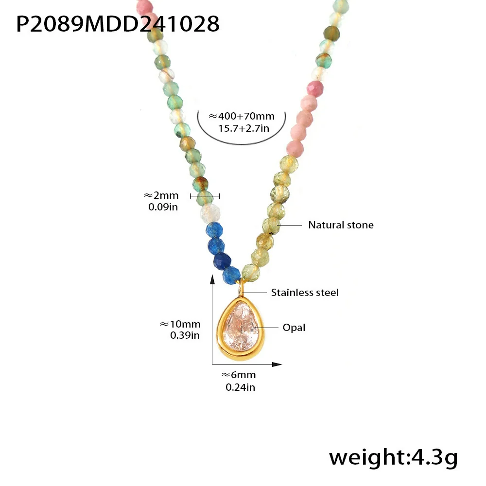 Wholesale Women's Light Luxury Geometric Drop Shape Cat's Eye Stone And Stainless Steel Electroplated Collarbone Necklace - Image 6