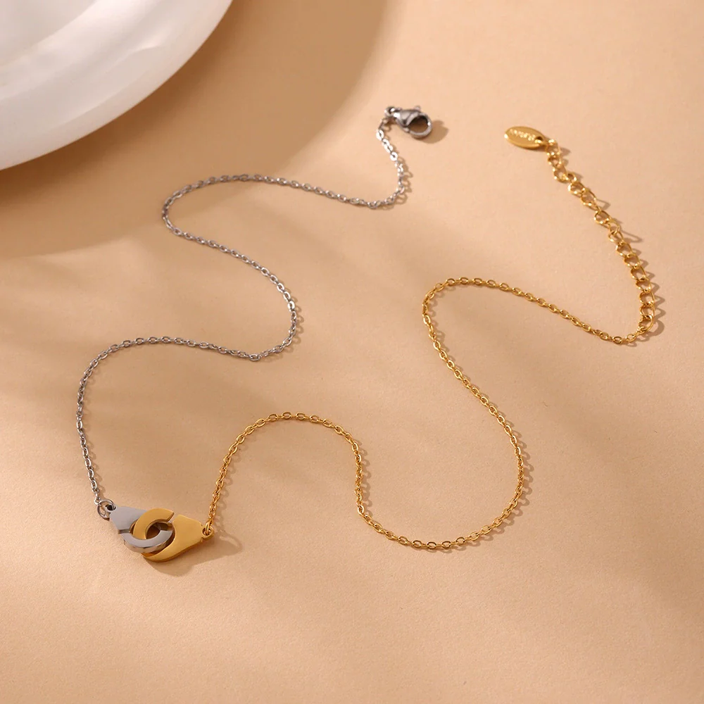 Wholesale Women's Light Luxury Geometric Ferris Wheel Handcuff Pendant Stainless Steel And Titanium Steel Electroplated Clavicle Chain Necklace - Image 3