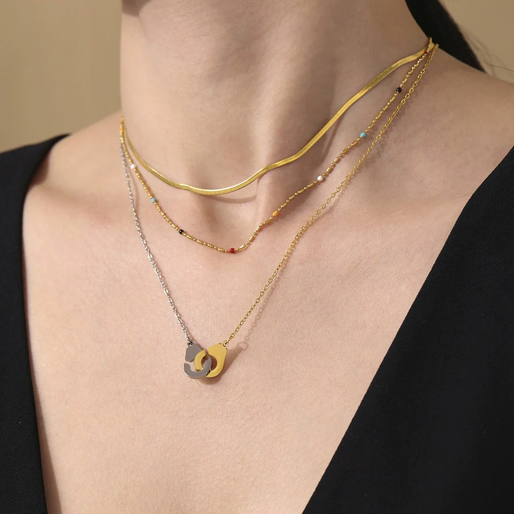 Wholesale Women's Light Luxury Geometric Ferris Wheel Handcuff Pendant Stainless Steel And Titanium Steel Electroplated Clavicle Chain Necklace - Image 4