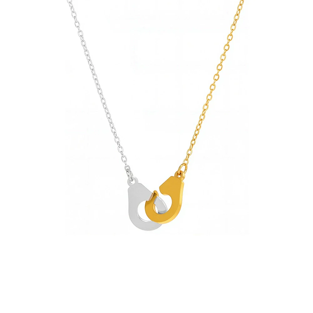 Wholesale Women's Light Luxury Geometric Ferris Wheel Handcuff Pendant Stainless Steel And Titanium Steel Electroplated Clavicle Chain Necklace - Image 5