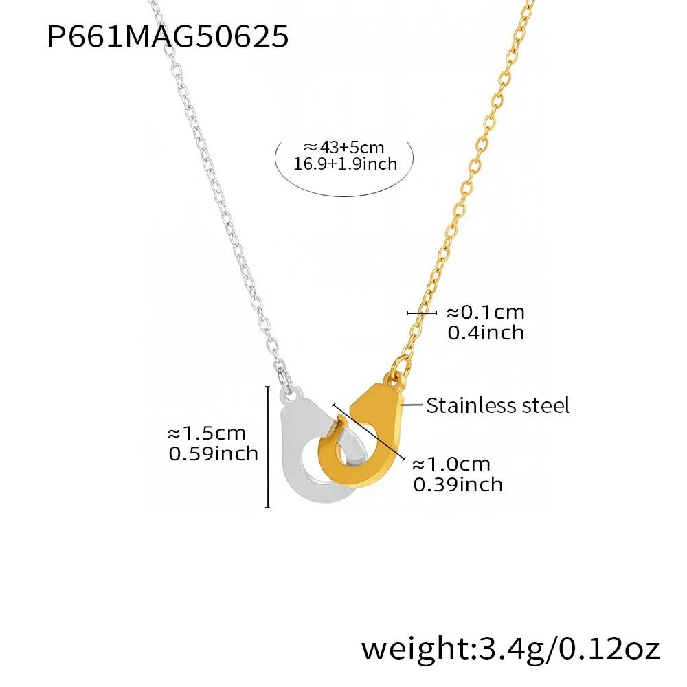 Wholesale Women's Light Luxury Geometric Ferris Wheel Handcuff Pendant Stainless Steel And Titanium Steel Electroplated Clavicle Chain Necklace - Image 6