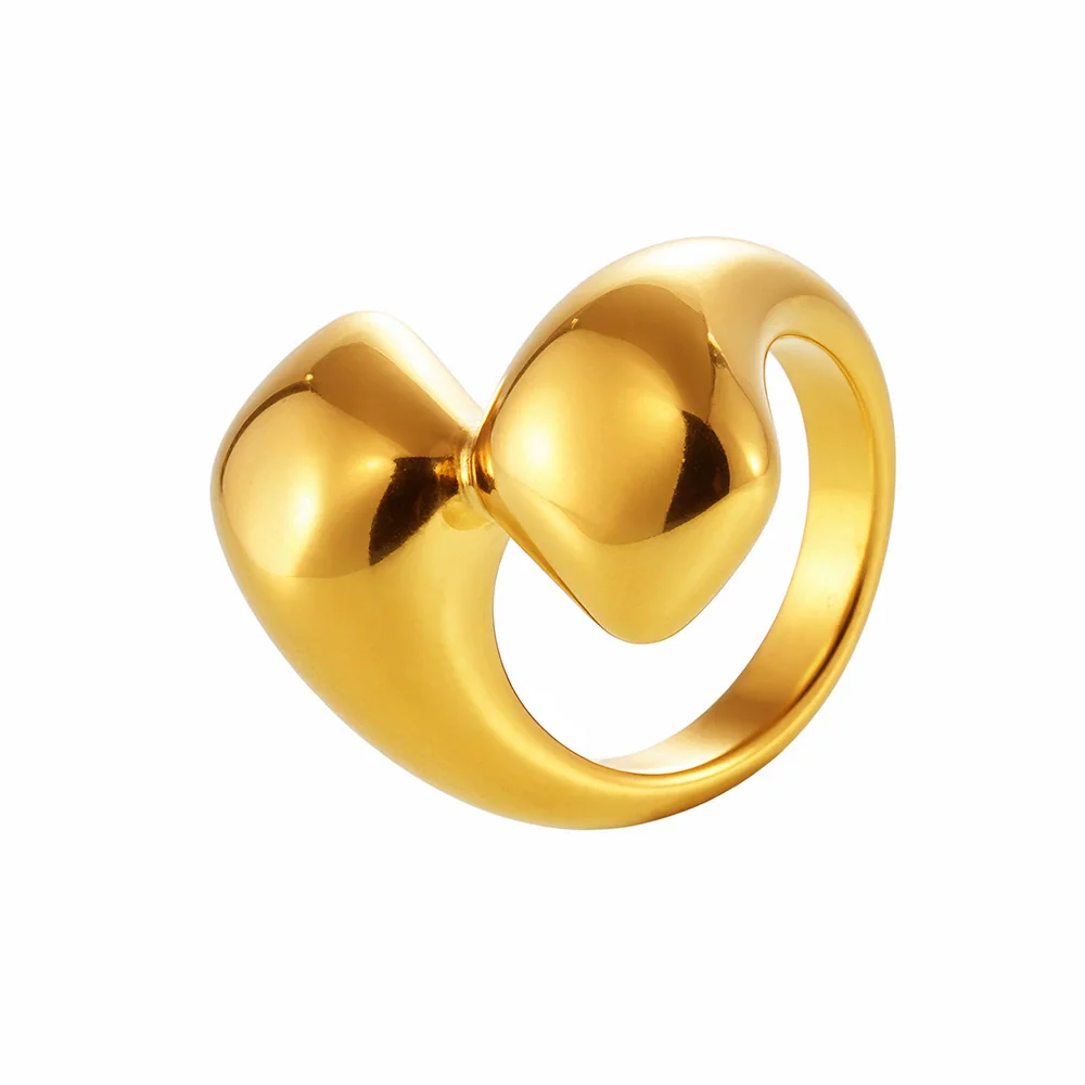 Wholesale Women's Light Luxury Geometric Ferris Wheel Irregular Ring Stainless Steel 18K Gold Pvd Plated - Image 5