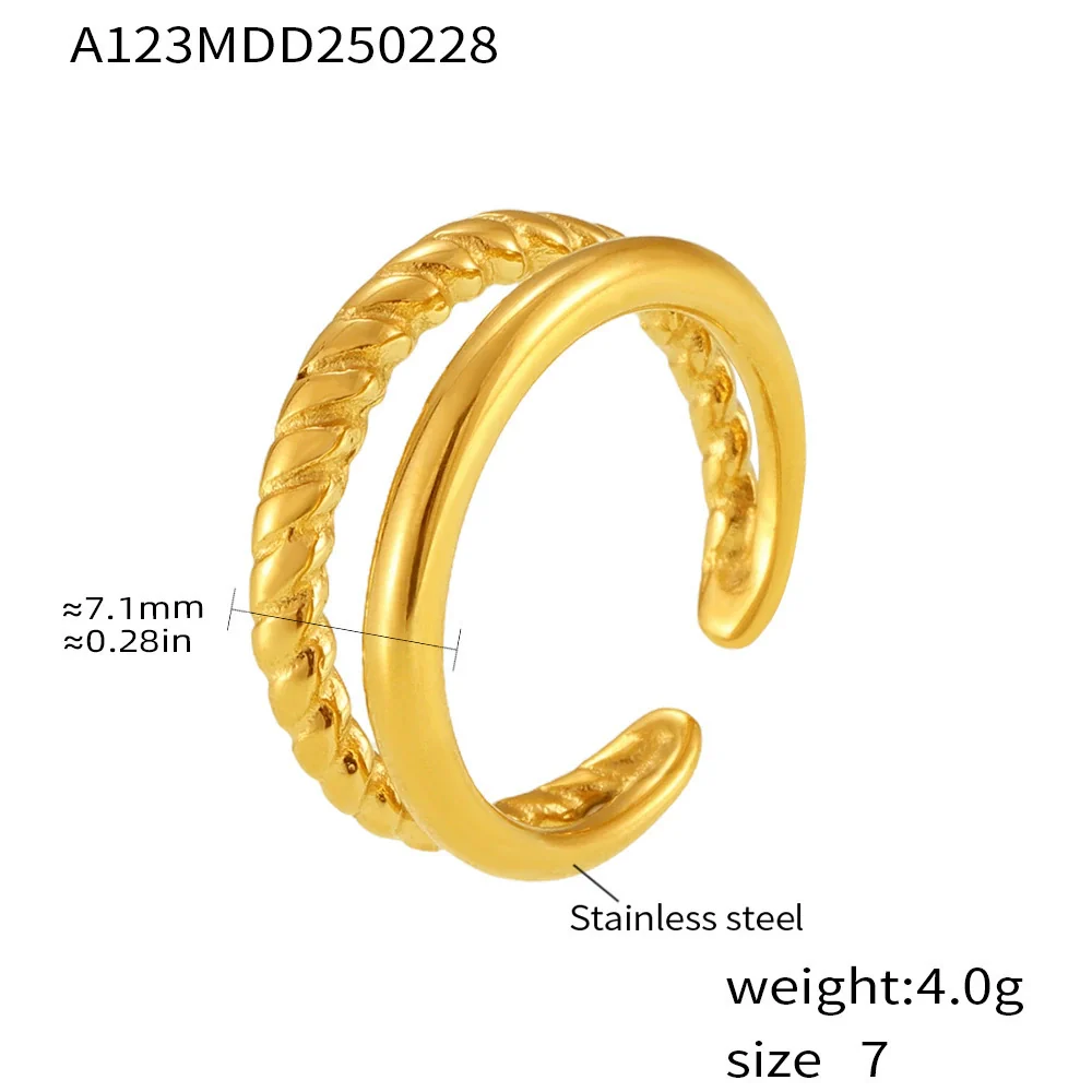 Wholesale Women's Light Luxury Geometric Ferris Wheel Irregular Split Ring Combination Stainless Steel Titanium Steel Pvd Plated 18K Gold Color Preservation Ring - Image 13