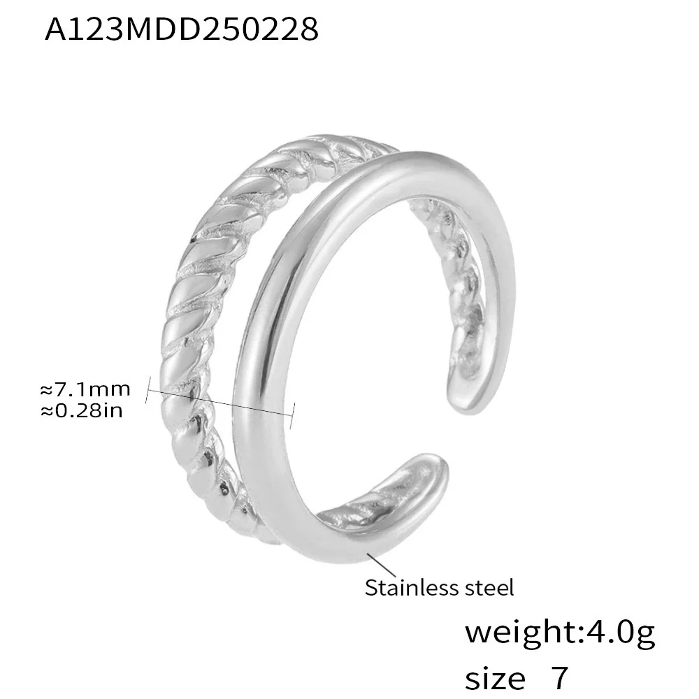 Wholesale Women's Light Luxury Geometric Ferris Wheel Irregular Split Ring Combination Stainless Steel Titanium Steel Pvd Plated 18K Gold Color Preservation Ring - Image 14