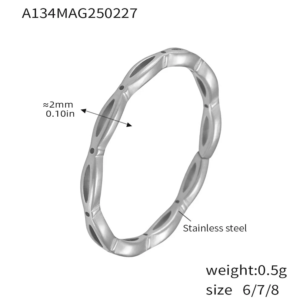 Wholesale Women's Light Luxury Geometric Ferris Wheel Irregular Split Ring Combination Stainless Steel Titanium Steel Pvd Plated 18K Gold Color Preservation Ring - Image 21