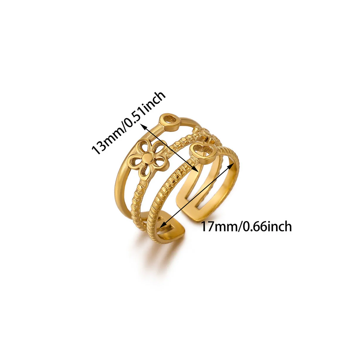 Wholesale Women's Light Luxury Geometric Fruit Inlaid With Gold Stainless Steel Titanium Steel Ring Accessories - Image 6