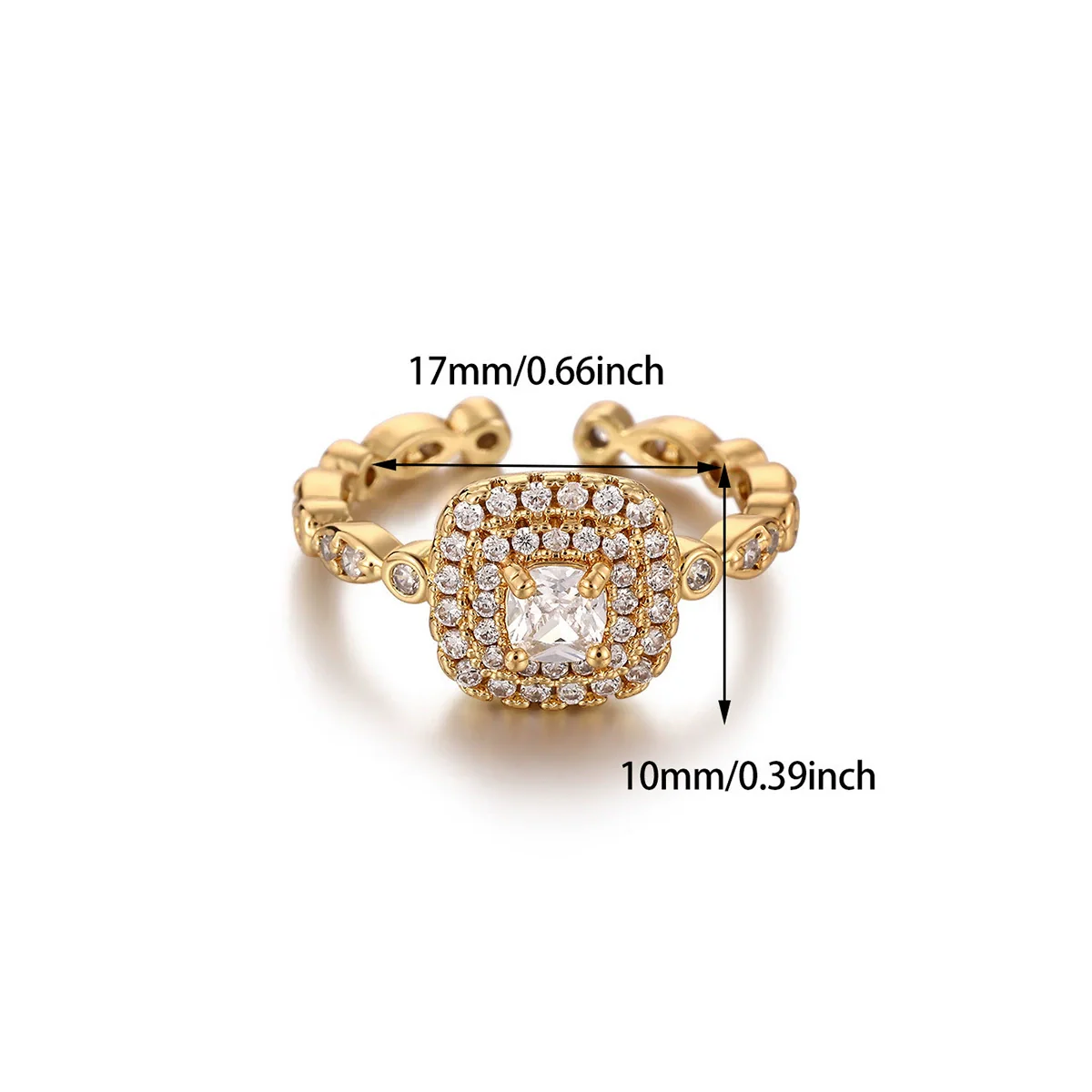 Wholesale Women's Light Luxury Geometric Fruit Pattern Copper Zircon Ring Inlaid With Gold - Image 5