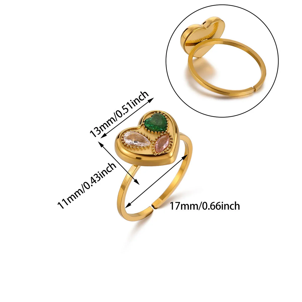 Wholesale Women's Light Luxury Geometric Fruit Pattern Copper Zircon Ring Inlaid With Gold - Image 7