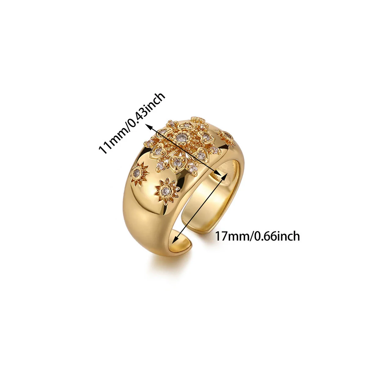 Wholesale Women's Light Luxury Geometric Fruit Pattern Copper Zircon Ring Inlaid With Gold - Image 9