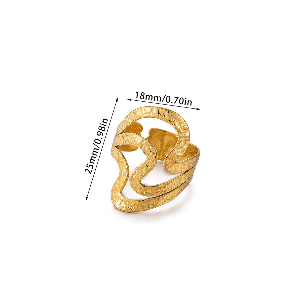 Wholesale Women's Light Luxury Geometric Fruit Pattern Stainless Steel Titanium Steel Gold Inlaid Open Ring Accessories - Image 5