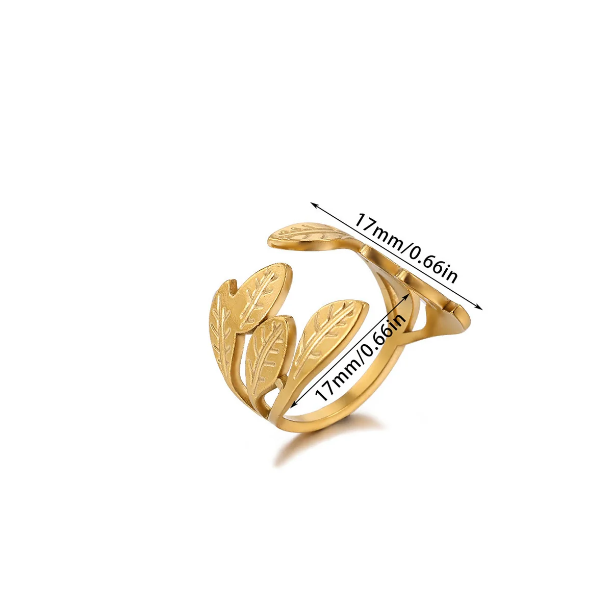 Wholesale Women's Light Luxury Geometric Fruit Pattern Stainless Steel Titanium Steel Gold Inlaid Open Ring Accessories - Image 6