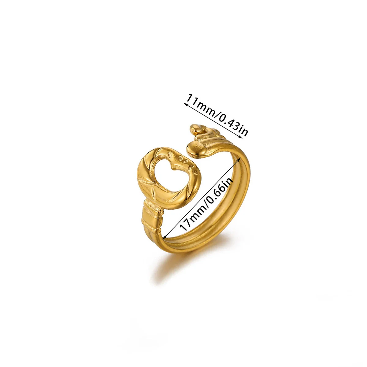 Wholesale Women's Light Luxury Geometric Fruit Pattern Stainless Steel Titanium Steel Gold Inlaid Open Ring Accessories - Image 8
