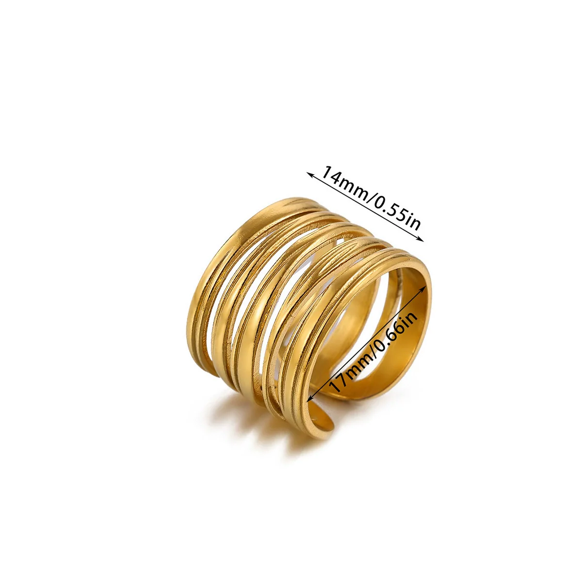 Wholesale Women's Light Luxury Geometric Fruit Pattern Stainless Steel Titanium Steel Gold Inlaid Open Ring Accessories - Image 9