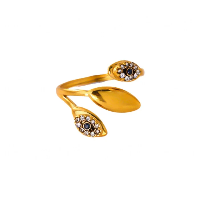 Wholesale Women's Light Luxury Geometric Fruit Shaped 18K Gold Inlaid Fashion Ring - Image 10