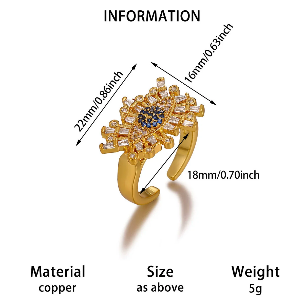 Wholesale Women's Light Luxury Geometric Fruit Shaped 18K Gold Inlaid Fashion Ring - Image 13