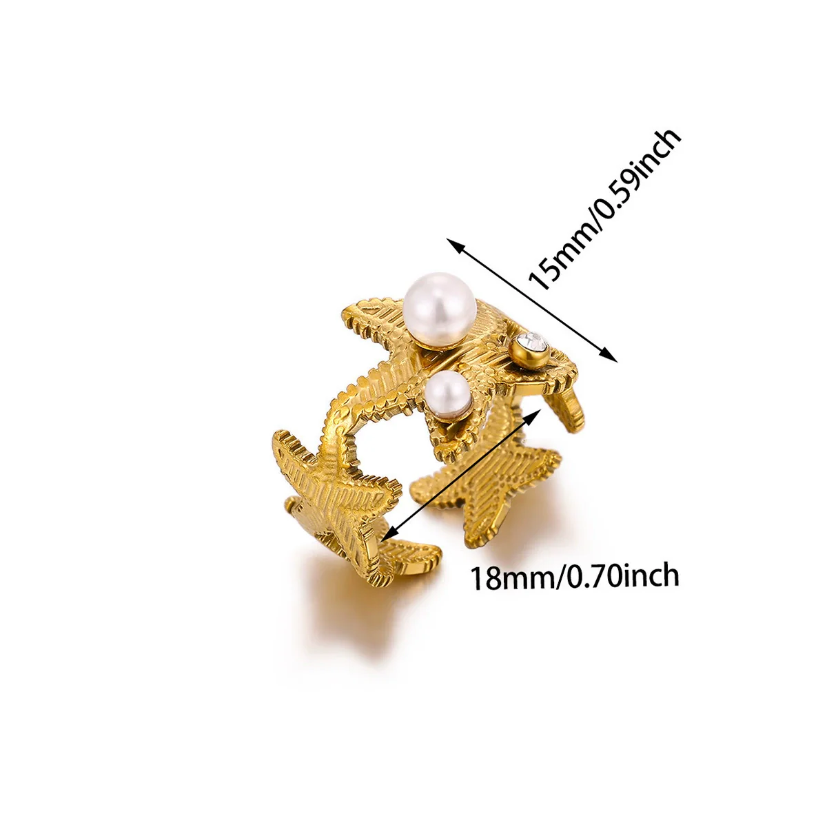 Wholesale Women's Light Luxury Geometric Fruitshaped Inlaid With Gold Stainless Steel Zircon Imitation Pearl Ring Accessories - Image 14