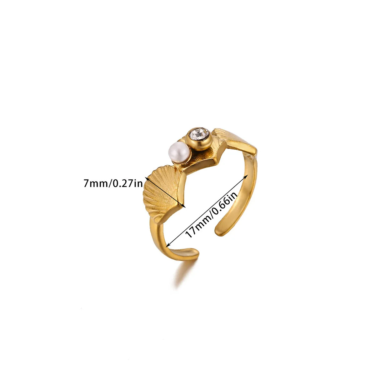 Wholesale Women's Light Luxury Geometric Fruitshaped Inlaid With Gold Stainless Steel Zircon Imitation Pearl Ring Accessories - Image 15