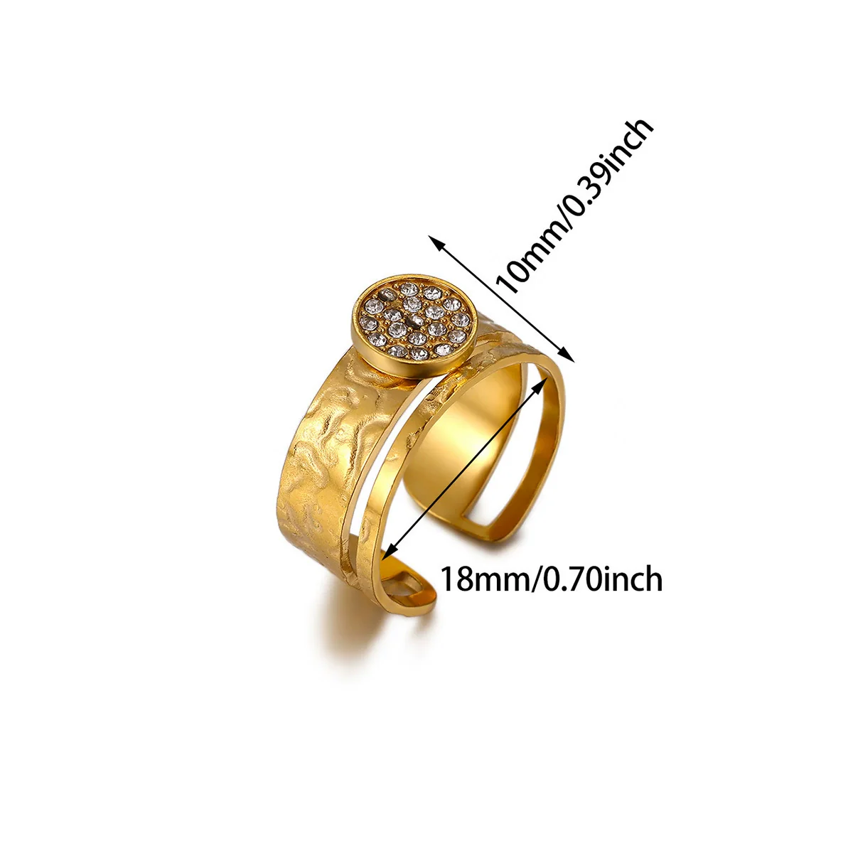 Wholesale Women's Light Luxury Geometric Fruitshaped Zirconinlaid Stainless Steel Goldinlaid Open Ring Accessories - Image 6