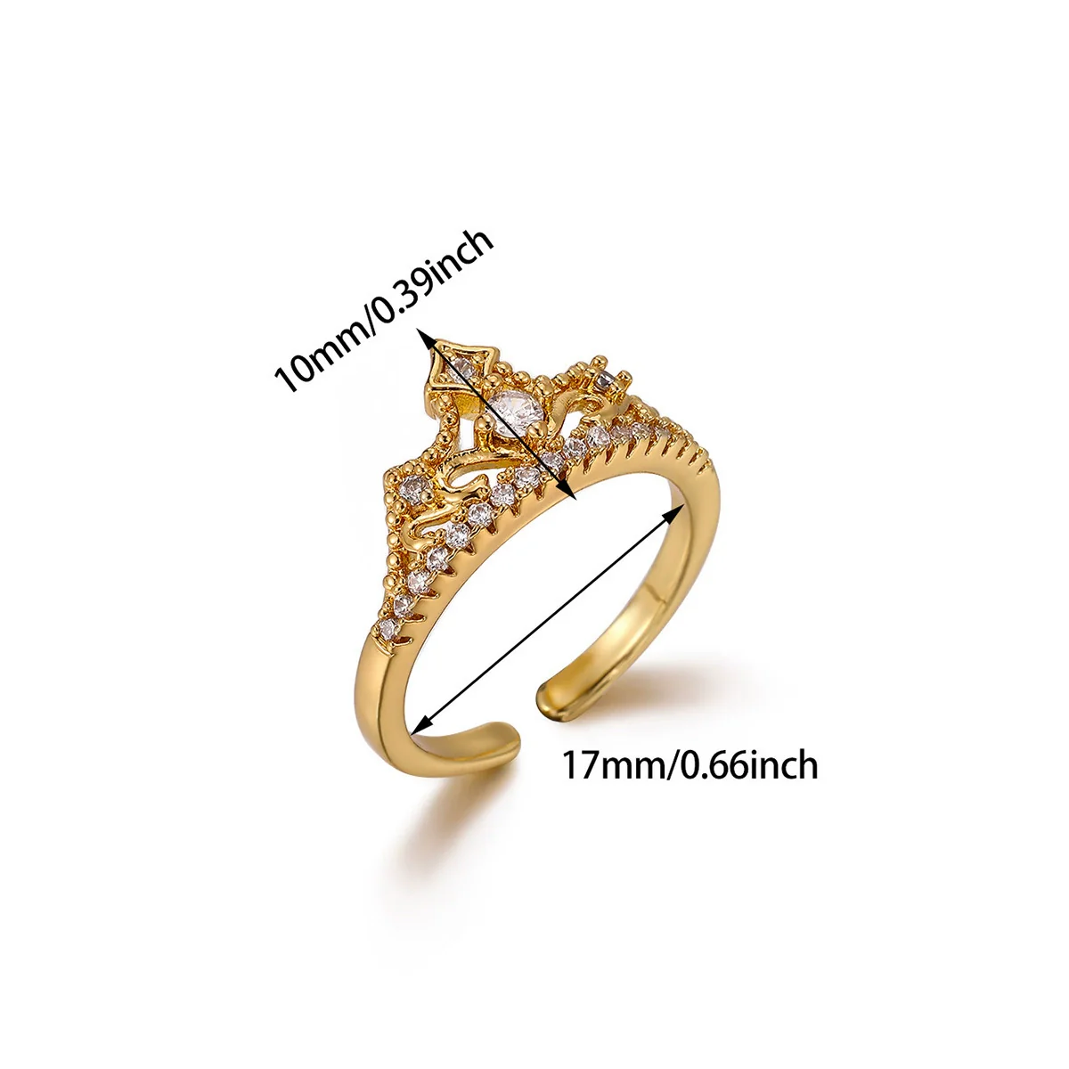 Wholesale Women's Light Luxury Geometric Fruitshaped Zirconinlaid Stainless Steel Goldinlaid Open Ring Accessories - Image 7
