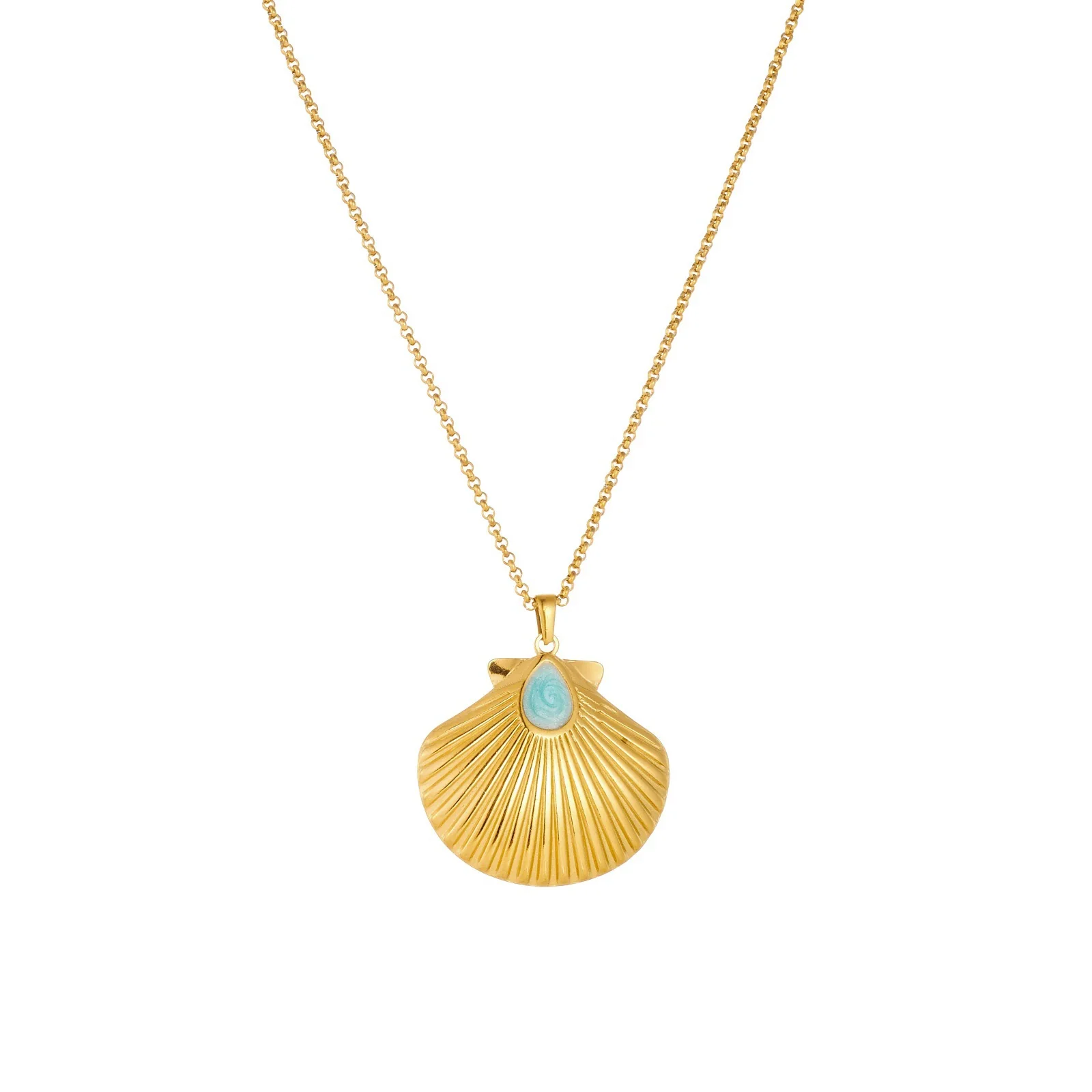 Wholesale Women's Light Luxury Geometric Gold Plated Stainless Steel Box Chain Necklace Pendant - Image 5