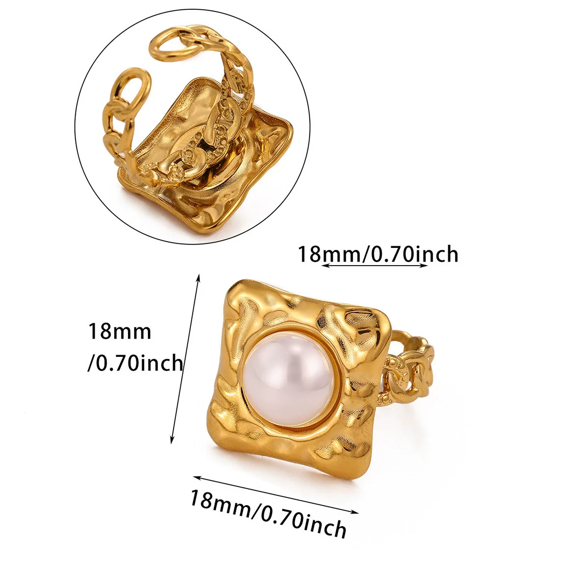 Wholesale Women's Light Luxury Geometric Goldinlaid Ring With Shell Imitation Pearl Fourleaf Clover Heart And Fruit Shapes - Image 12