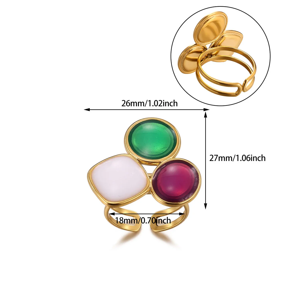 Wholesale Women's Light Luxury Geometric Goldinlaid Ring With Shell Imitation Pearl Fourleaf Clover Heart And Fruit Shapes - Image 6