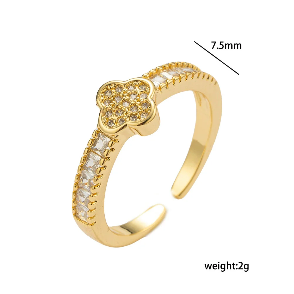Wholesale Women's Light Luxury Geometric Goldplated Copper Bracelet With Fourleaf Clover And Flower Design - Image 4