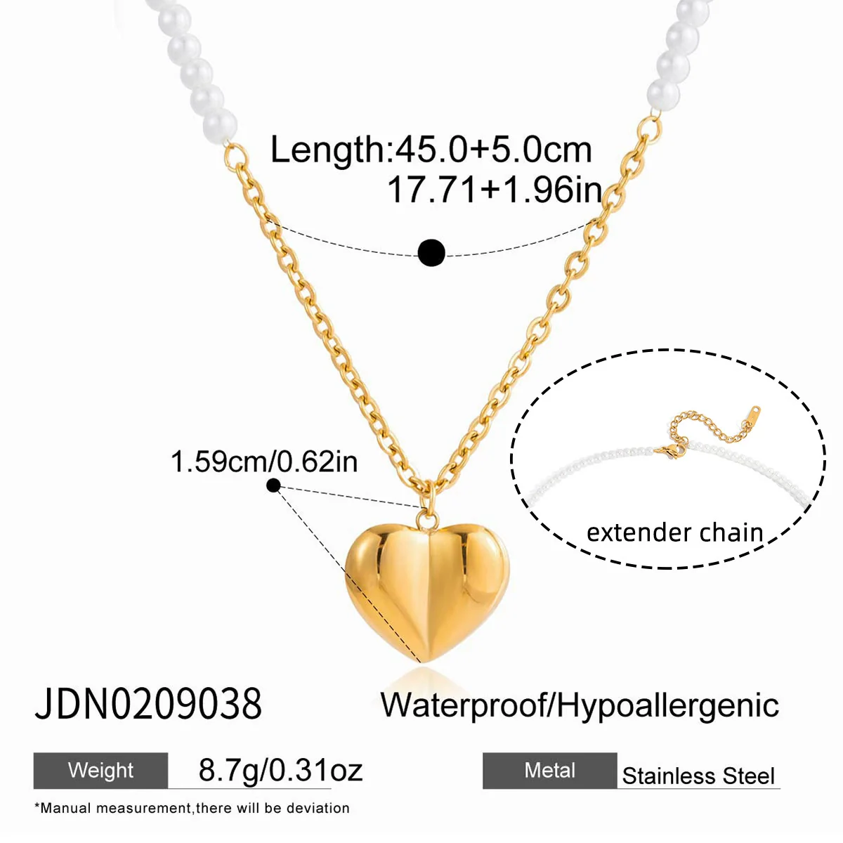 Wholesale Women's Light Luxury Geometric Heart Pendant Stainless Steel Electroplated Necklace - Image 5
