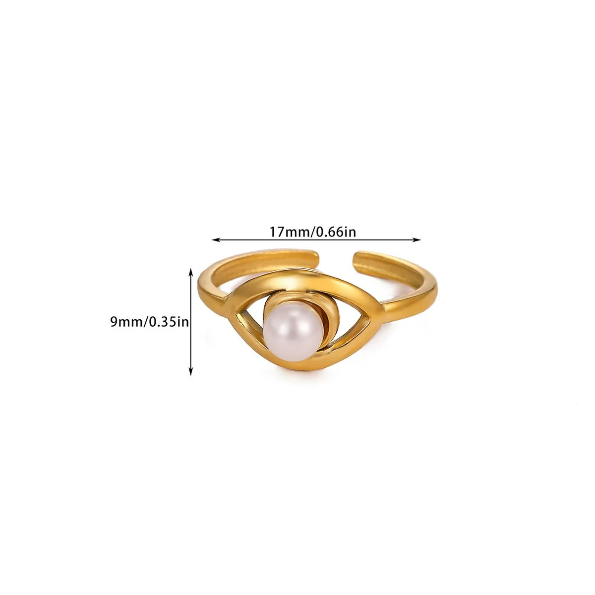 Wholesale Women's Light Luxury Geometric Heart Shape Inlaid With Gold Pearl Titanium Steel Open Ring - Image 8