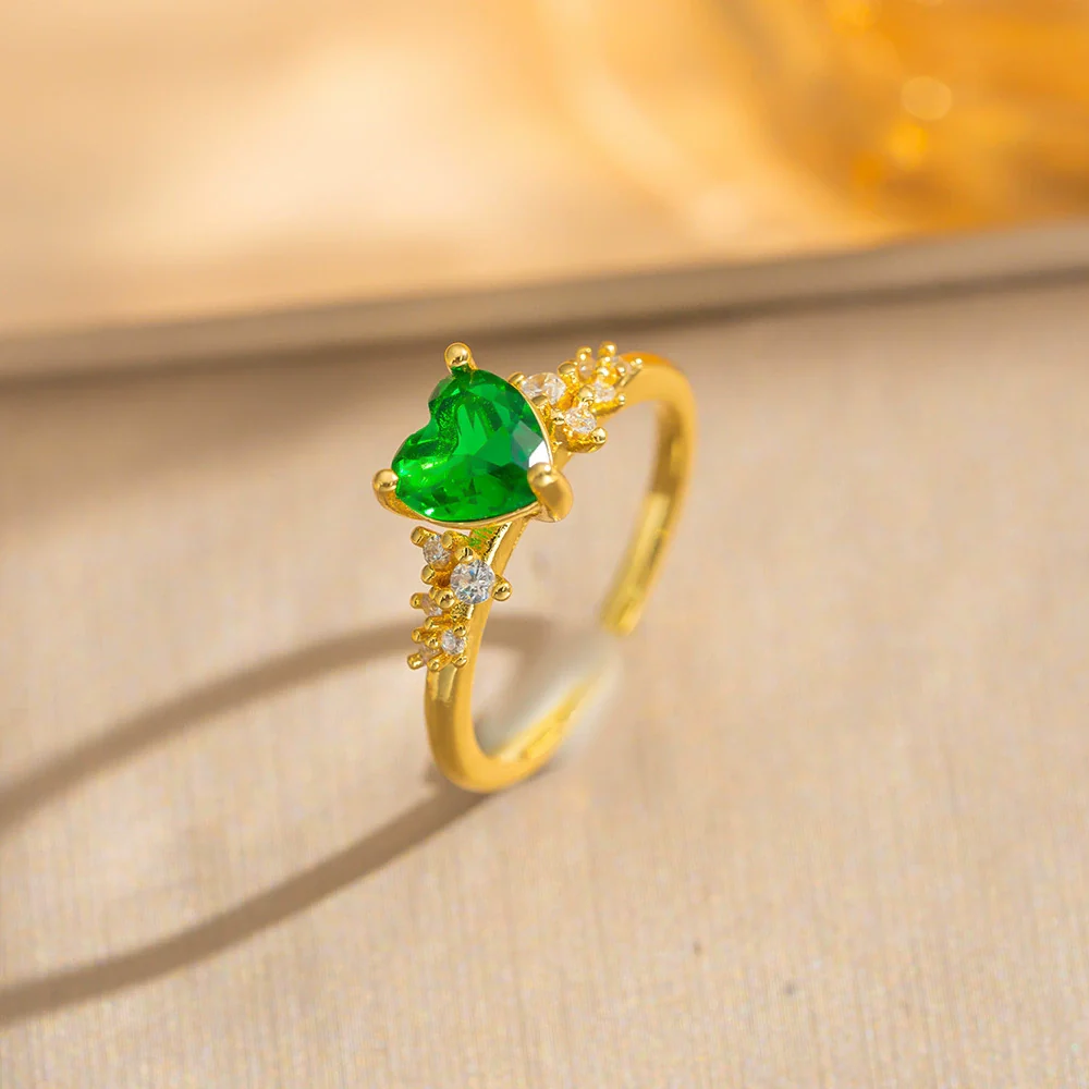 Wholesale Women's Light Luxury Geometric Heart Zircon Ring Gold Plated Copper Electroplated - Image 6