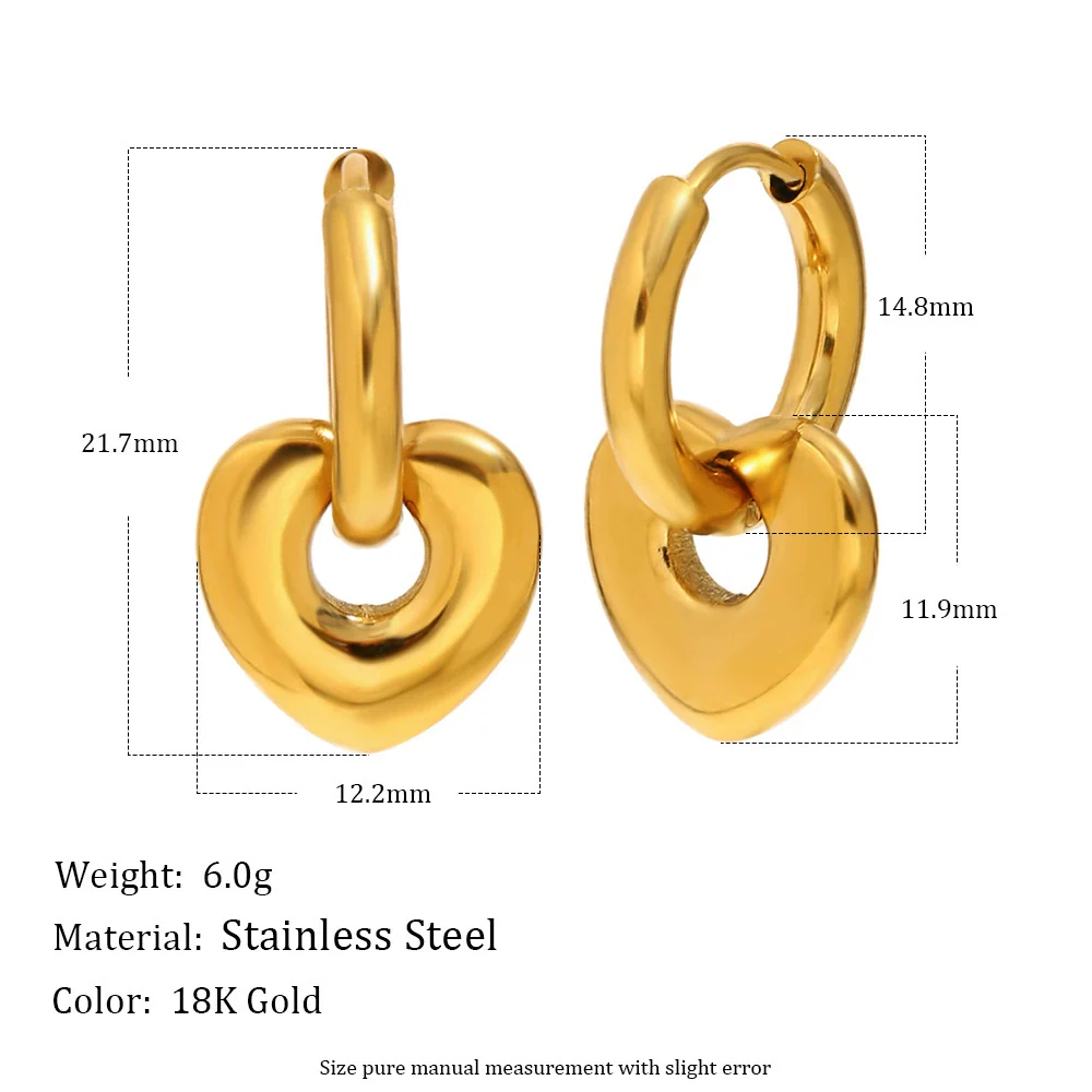 Wholesale Women's Light Luxury Geometric Heartshaped Stainless Steel Vacuum Plated Earrings Jewelry - Image 2