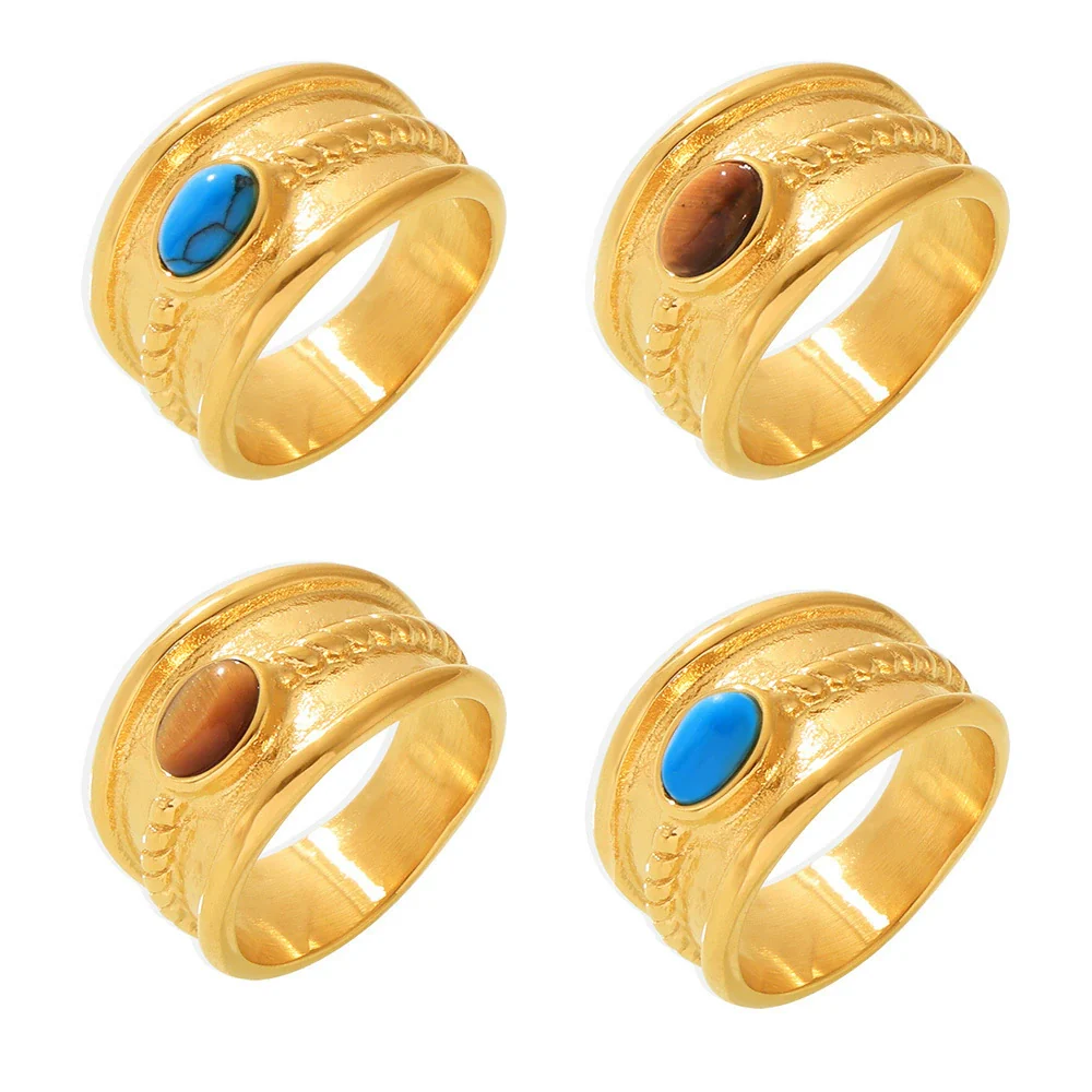 Wholesale Women's Light Luxury Geometric Pattern Stainless Steel Ferris Wheel Ring With Pvd Real Gold Color Retention Electroplating - Image 5