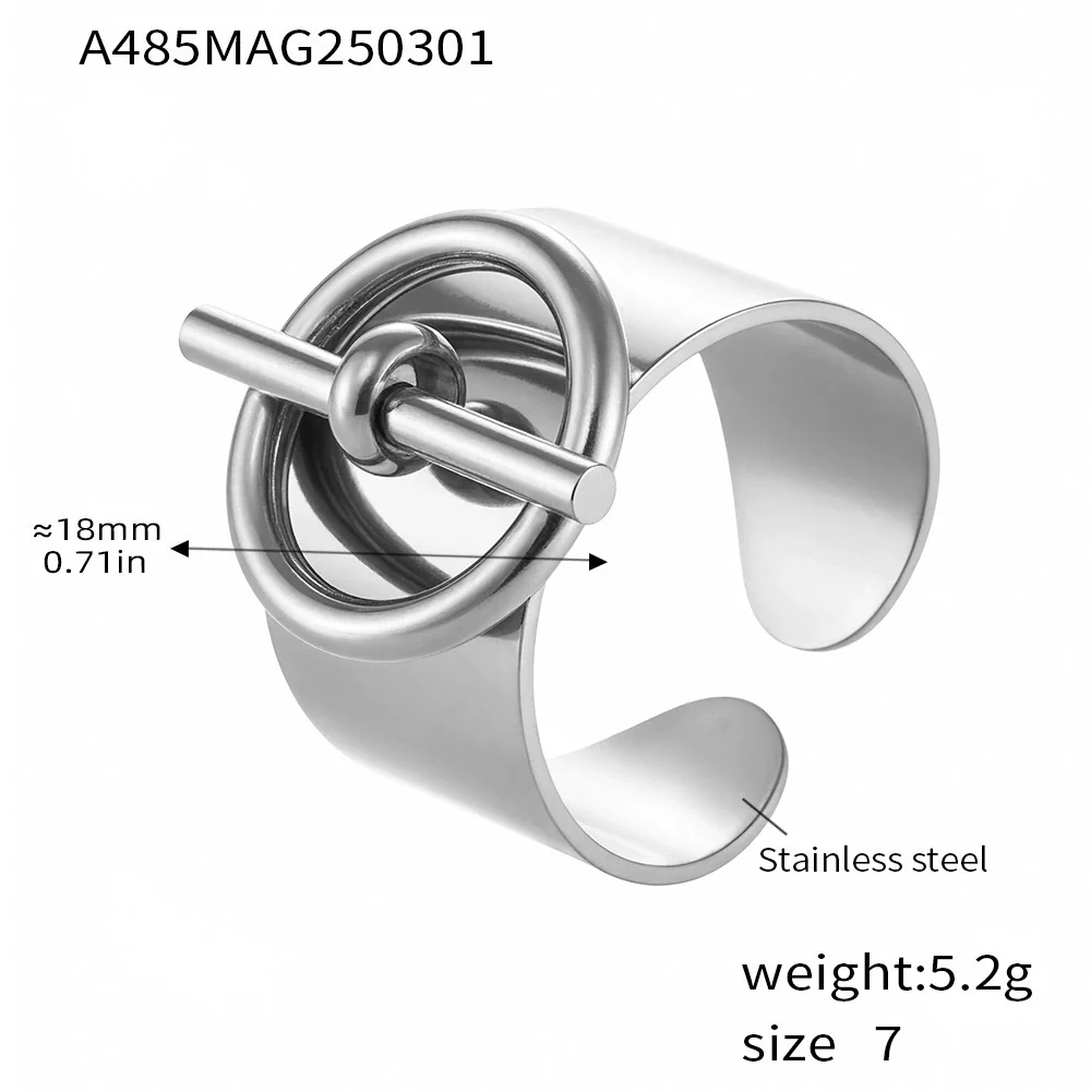 Wholesale Women's Light Luxury Geometric Stainless Steel 18K Gold Plated Ferris Wheel Ring - Image 15