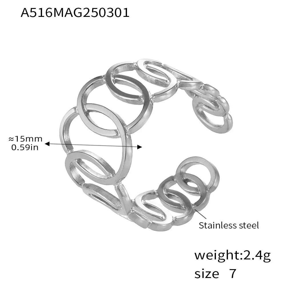 Wholesale Women's Light Luxury Geometric Stainless Steel 18K Gold Plated Ferris Wheel Ring - Image 17