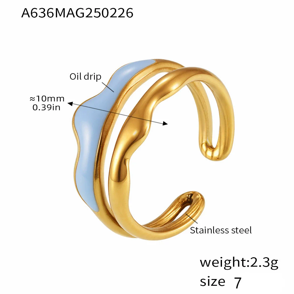 Wholesale Women's Light Luxury Geometric Stainless Steel 18K Gold Plated Ferris Wheel Ring - Image 20